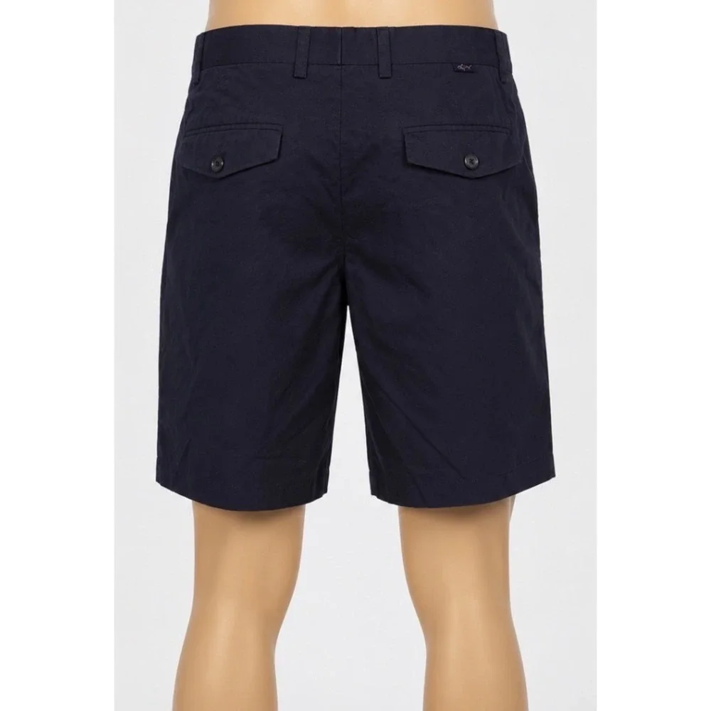 Greg Norman Mens Navy Blue Cotton Chino Shorts Size 32 Flat Front Golf Casual